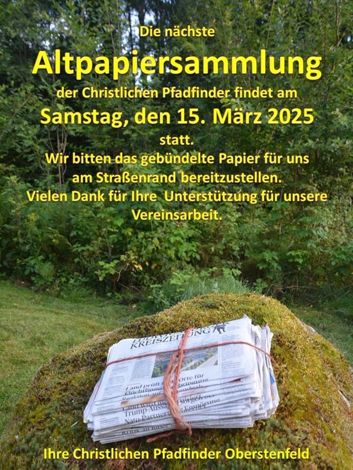 Altpapiersammlung 15. März 2025